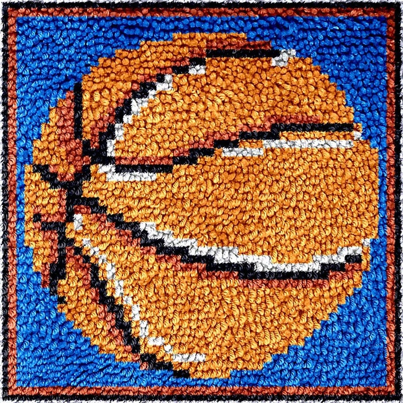 Numptain Latch Hook Kits for Adults,DIY Rug Crafts Basketball Pattern Color Printed Canvas,Latch Hook Kits for Beginners Handmade Needlework Crafts Home Decoration,12"x12" - Image 1